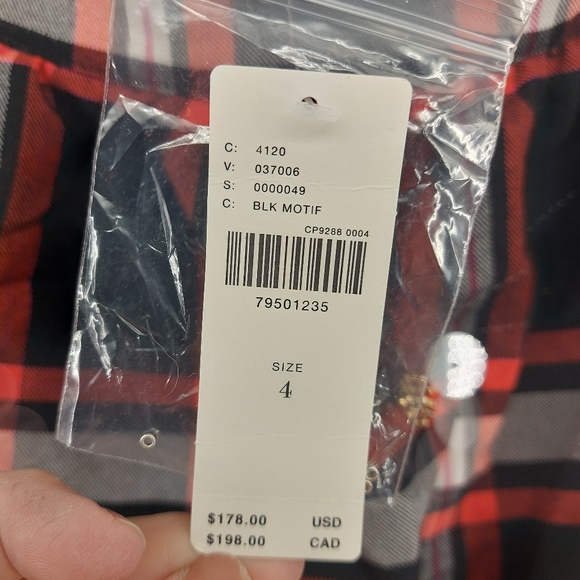 Anthropologie Maeve Embellished Plaid Skirt Black and Red Size 4 - Picture 8 of 10